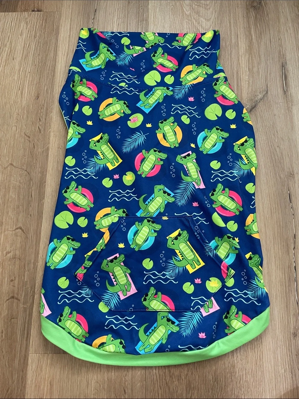 Cute Alligator Print Dog Hoodie - Navy & Green